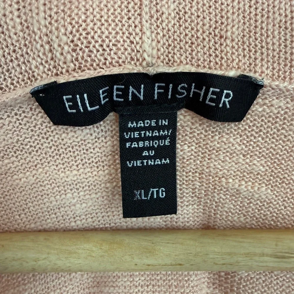 Eileen Fisher Cardigan XL Pink Organic Linen Open Front Minimalist Lagenlook
